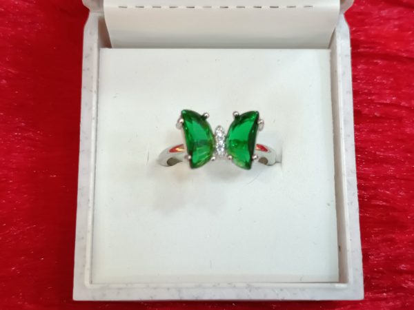 Butterfly Ring with Dual Green Gemstones - Image 5