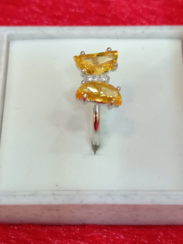 Sterling Silver Butterfly-Inspired Ring with Yellow Gemstones - Image 2