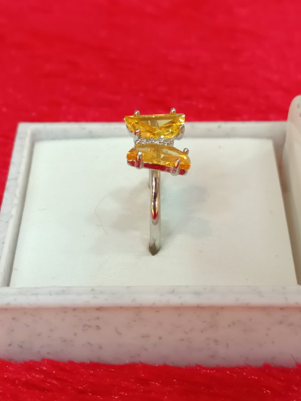 Sterling Silver Butterfly-Inspired Ring with Yellow Gemstones - Image 3