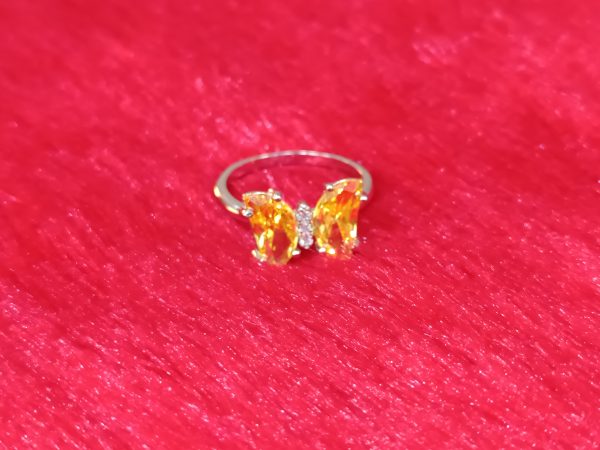 Sterling Silver Butterfly-Inspired Ring with Yellow Gemstones - Image 4