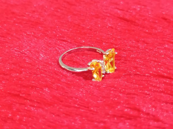 Sterling Silver Butterfly-Inspired Ring with Yellow Gemstones - Image 5
