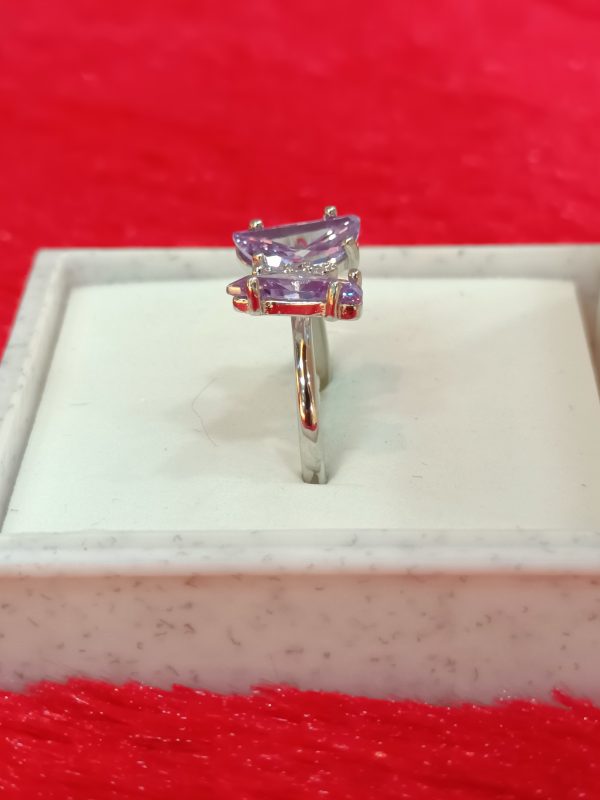 Sterling Silver Butterfly Ring with Lavender Gemstones - Image 3