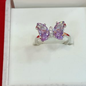 Sterling Silver Butterfly Ring with Lavender Gemstones