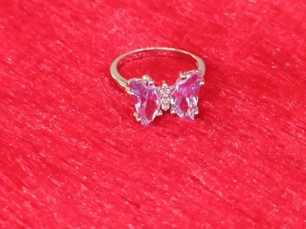 Sterling Silver Butterfly Ring with Lavender Gemstones - Image 4