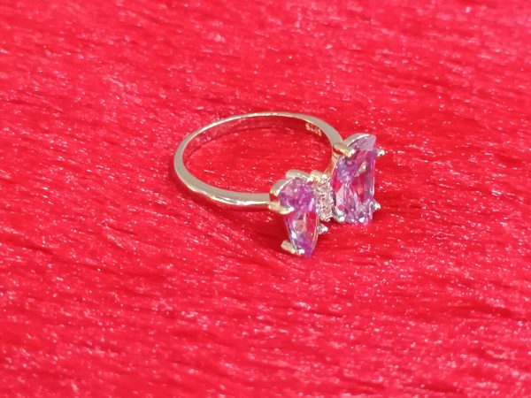 Sterling Silver Butterfly Ring with Lavender Gemstones - Image 5