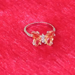 Silver Twin Marquise Cut Brownish CZ Ring