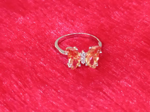 Silver Twin Marquise Cut Brownish CZ Ring