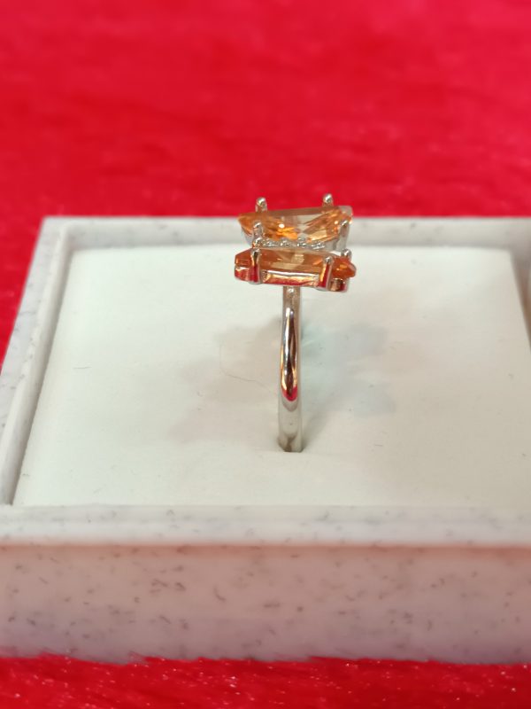 Silver Twin Marquise Cut Brownish CZ Ring - Image 6
