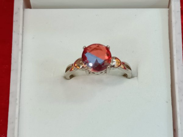 Sterling Silver Ring with Color-Shift Oval Gemstone