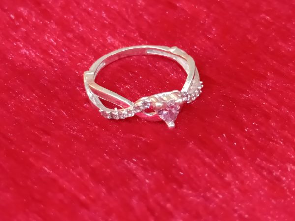 Twisted Band Ring with Light Pink Solitaire - Image 2