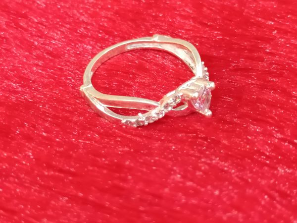 Twisted Band Ring with Light Pink Solitaire