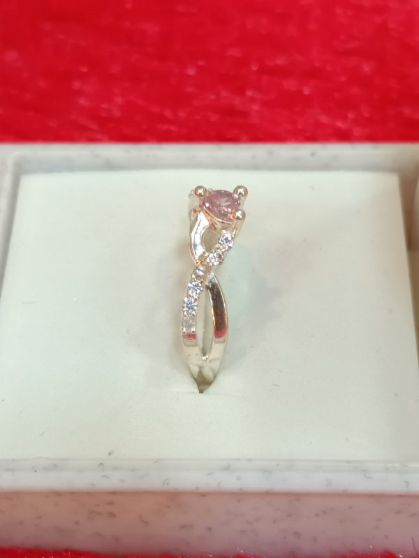 Twisted Band Ring with Light Pink Solitaire - Image 3