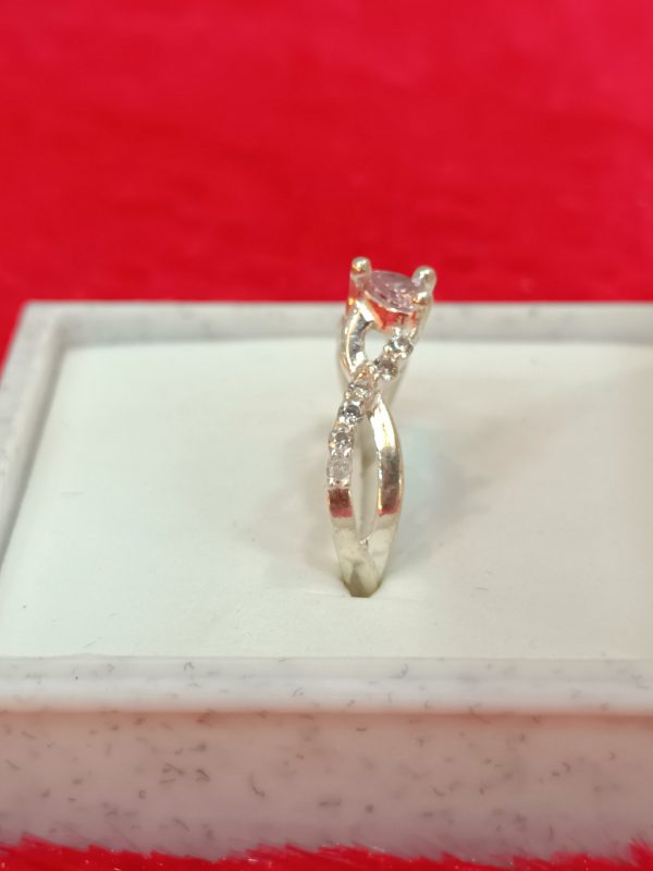 Twisted Band Ring with Light Pink Solitaire - Image 4