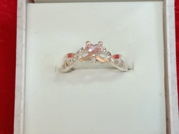 Twisted Band Ring with Light Pink Solitaire - Image 5