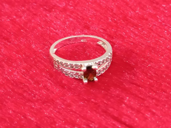 Split Band Ring with Green Oval Gemstone