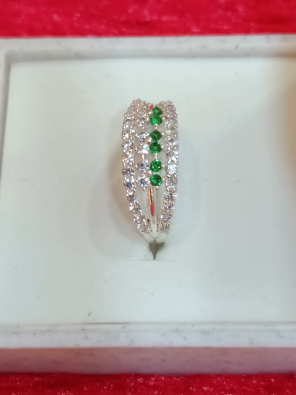 Emerald Accent Silver Ring - Image 2