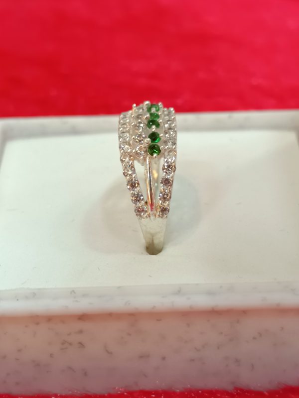 Emerald Accent Silver Ring - Image 3
