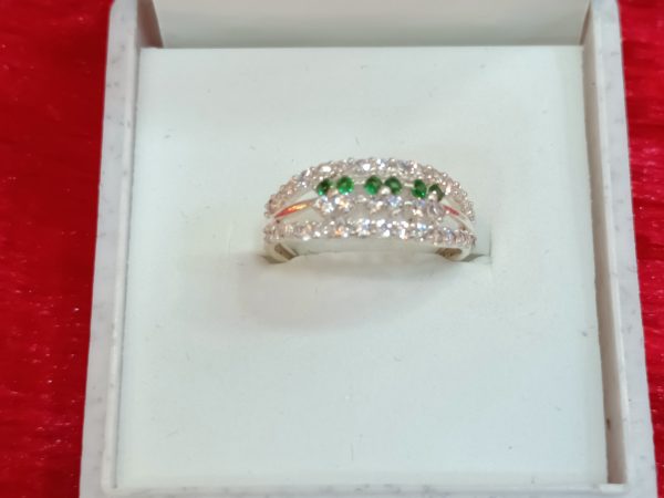 Emerald Accent Silver Ring - Image 4