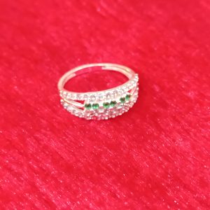 Emerald Accent Silver Ring