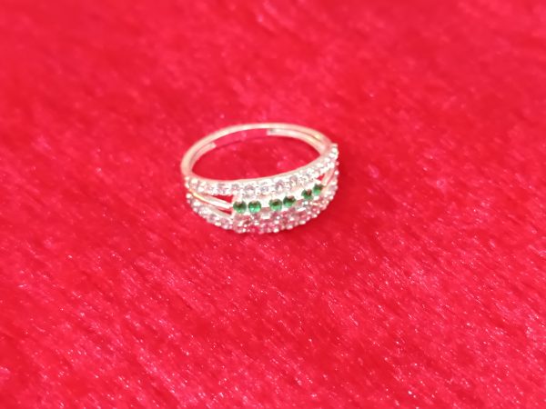 Emerald Accent Silver Ring