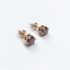 Elegant Brown Diamond Stud Earrings – Round Cut, 14K Plated - Image 6