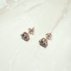 Elegant Brown Diamond Stud Earrings – Round Cut, 14K Plated - Image 7