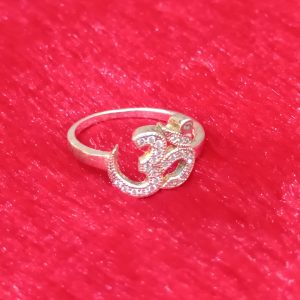 Om Symbol Silver Ring with Crystal Accents