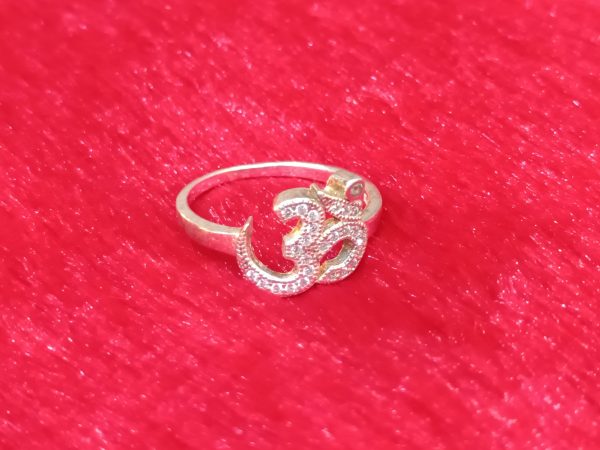 Om Symbol Silver Ring with Crystal Accents