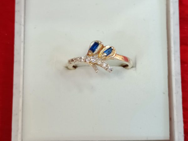 Twin Emerald-Cut Sapphire Silver Ring - Image 3