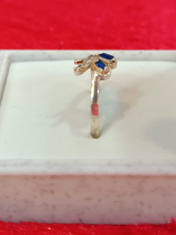 Twin Emerald-Cut Sapphire Silver Ring - Image 4