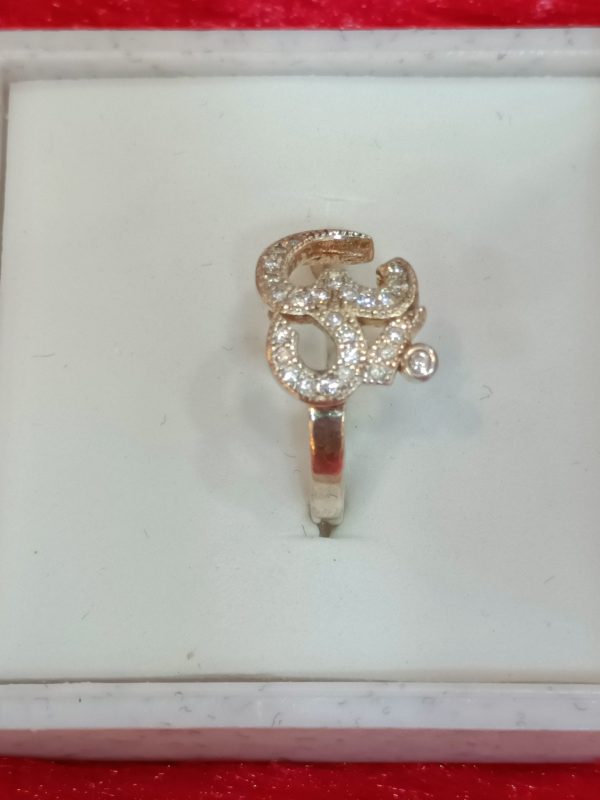 Om Symbol Silver Ring with Crystal Accents - Image 2