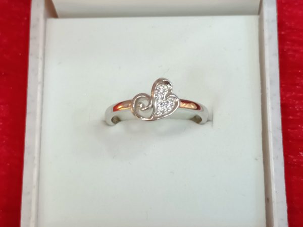 Whimsical Heart Swirl Silver Ring - Image 3