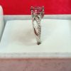 Twist Band Silver Ring with Oval Red Center Stone - Image 3