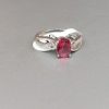 Twist Band Silver Ring with Oval Red Center Stone - Image 4