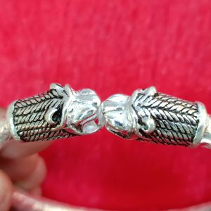 Oxidized Lion Head Kada for Men