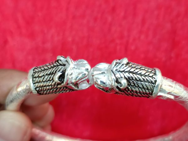 Oxidized Lion Head Kada for Men