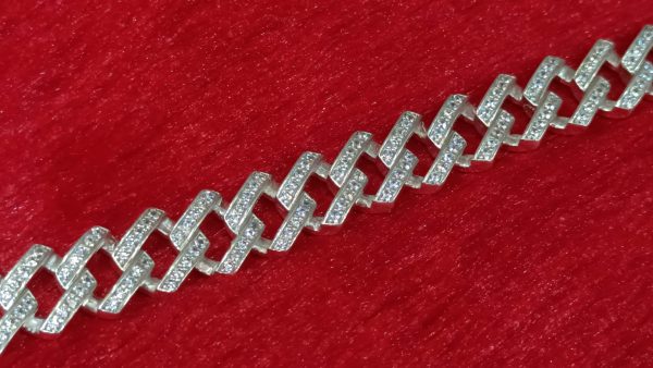 Silver Iced Cuban Link Bracelet for Men - Image 4