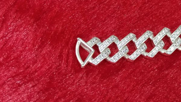 Silver Iced Cuban Link Bracelet for Men - Image 5