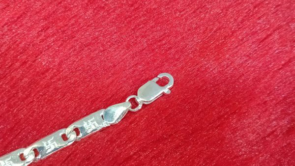 Sterling Silver Bracelet with Engraved Swastik Symbols - Image 4