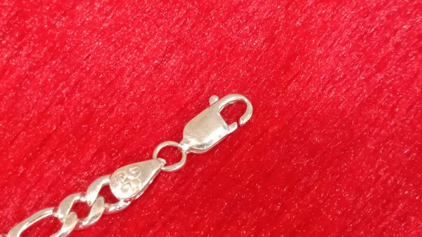 Silver Figaro Chain Bracelet - Image 4