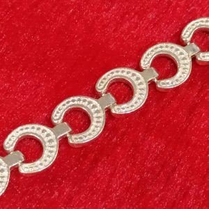 Bold Crescent Link Silver Bracelet