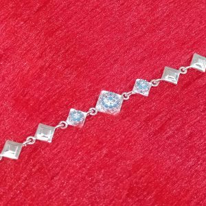 Azure Geo Square Silver Bracelet
