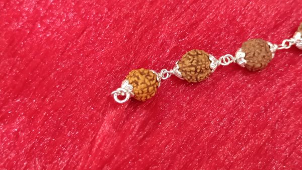 Rudraksha & Silver Om Bead Bracelet - Image 3