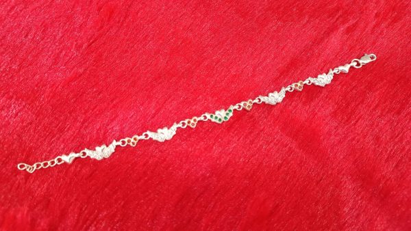 Silver Winged Heart Bracelet with Tricolor Gem Accents - Image 2