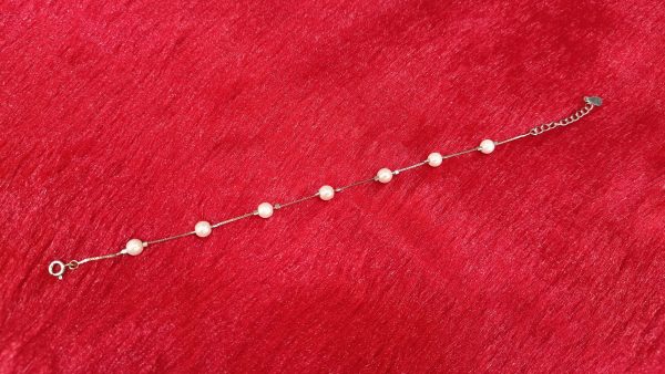 Classic Pearl Accent Silver Chain Bracelet - Image 2