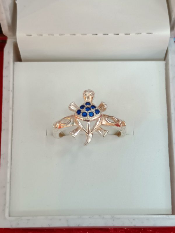 Sterling Silver Cross and Shield Ring with Blue stone Accents – Bold Symbolism and Timeless Style - Image 5