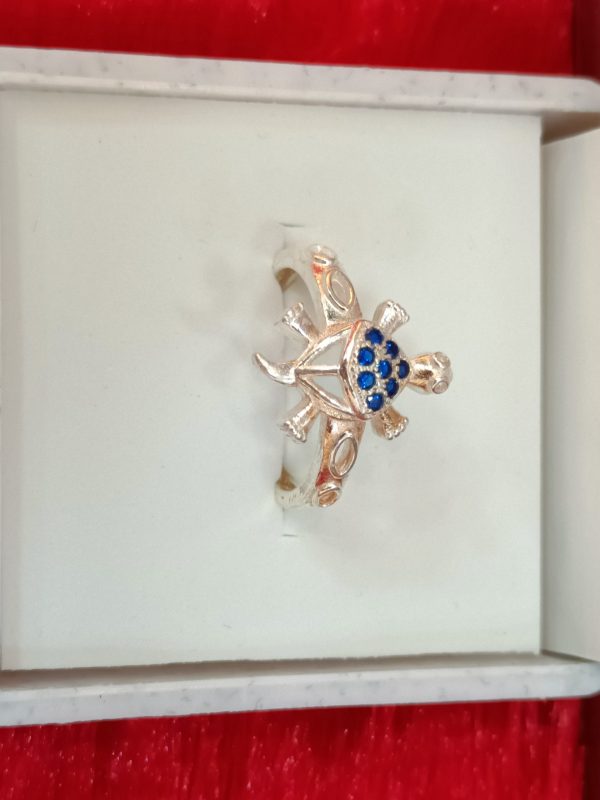 Sterling Silver Cross and Shield Ring with Blue stone Accents – Bold Symbolism and Timeless Style - Image 4