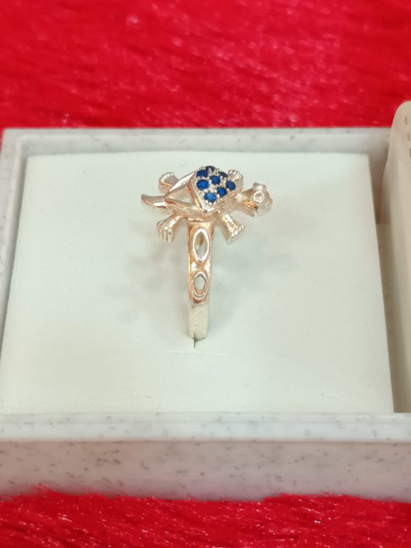 Sterling Silver Cross and Shield Ring with Blue stone Accents – Bold Symbolism and Timeless Style - Image 3