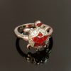 Sterling Silver Turtle Ring with Red Enamel and Crystal Accents – Playful Charm with Ocean-Inspired Elegance