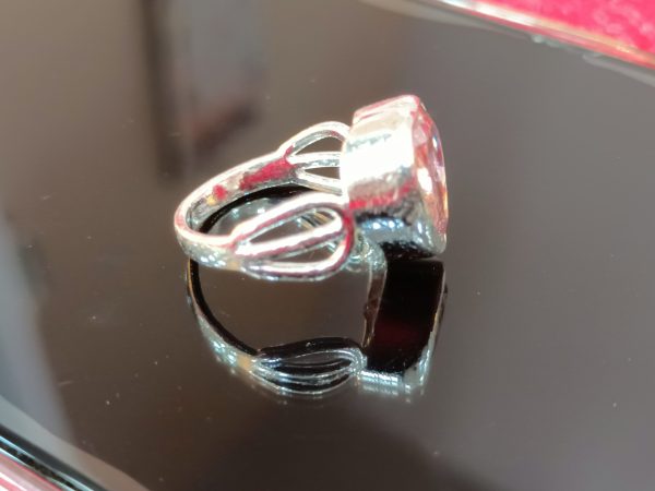 Sterling Silver Heart-Cut Pink Stone Ring – Romantic Radiance in a Bold Setting - Image 3